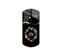 Generico Circle Lotus Shaped Tempered Glass Case for iPhone, Elliptical Shaped Tempered Glass Phone Cases, for iPhone 12/13/14/15/16 Series (16promax,Black)
