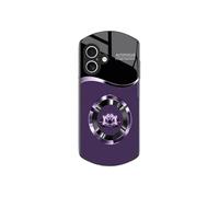Generico Circle Lotus Shaped Tempered Glass Case for iPhone, Elliptical Shaped Tempered Glass Phone Cases, for iPhone 12/13/14/15/16 Series (16promax,Purple)