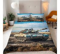 Generico Cisterna Copripiumino una Piazza e Mezza 200x200cm Carri Armati Da Guerra Copripiumino Matrimoniale Microfibra Biancheria da Letto 3 Pezzi Set con Cerniera Nascosta e 2 Federe 50x75cm