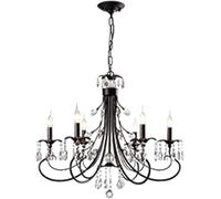 Generico Classic Crystal Ball Chandeliers Black Ceiling Light E14,Chain Length 50cm Adjustable Height Candle Pendant Light, Lampadario da soffitto