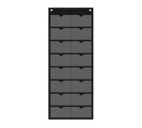 Generico Classroom Pocket Chart - Wall Mount Card Organizer | Oxford Cloth Pocket Holder | Practical Storage System For Schools Office Home, Black Hanging Visual Display, Durable Transparent Wiñdows