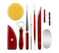 Generico Clay Sculpting Tools - Wood Metal, 18cm, Pottery Carving Kit, Ceramic Clay Tools | 9-Piece Sculpture Tool Set for DIY Crafts, Home Decor, Projects, Beginners, Professionals