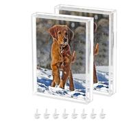 Generico Clear Double Sided Acrylic Photo Frame 2PCS | Transparent Square Stand Frame For Home Desktop Memorable Photo Display