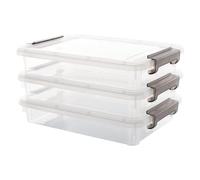 Generico Clear File Organizer, Stackable Storage Box, 3 Pieces A4 B5 Document Holder, with Space-Saving Design, Office Organizer with Transparent Build, Storage Container for Home and School
