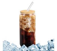 Generico Clear Glass Tumbler, Glass Straw Cup, Leakproof Reusable Drinkware, Summer Beverage Cup for Iced Coffee Latte Whiskey Juice Soda Tea Water, Home Office, 7.87x3.15x3.15 Inches