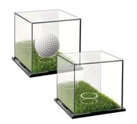 Generico Clear Golf Ball Display, Double Acrylic Stand, Dust-Resistant Protective Case, Square Showcase Container, Ideal for Baseballs, Collectors, Fans, Home Decor, Office Exhibitions, Gift Giving
