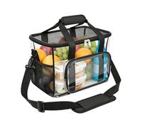 Generico Clear Lunch Bag - Large Capacity Zipper Tote for Shoulder Strap | Reusable Transparent with Carry Purse, Adjustable Strap for Stadium Events Work Gym Office Outdoor Travel Storage