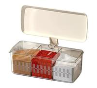 Generico Clear Three Compartment Condiment Jars With Lids And Handle