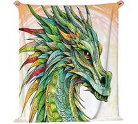 Generico Clip Art Drago Linee Coperta Di Flanella, Super Morbida Leggera Accogliente Decorativa - Bianco Coperte Per Letto Divano Viaggio Campeggio 220 x 240 cm