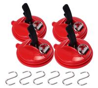 Generico Clip, Clip Suction Cup Hanger, Multifunction Heavy Duty Vacuum Wreath Cup Hook, No Drilling Required,Strong Suction,Suitable For Kitchens, Bathrooms, Toilets,And Cars (Red,4pcs)