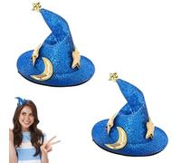 Generico Clip del cappello mago | Cappello traspirante unisex regolabile | Testa costume 2 pezzi Halloween | Clip per capelli design a stella e luna luccicante riutilizzabile per decorazione