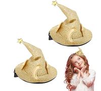 Generico Clip del cappello mago | Cappello traspirante unisex regolabile | Testa costume 2 pezzi Halloween | Clip per capelli design a stella e luna luccicante riutilizzabile per decorazione