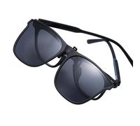 Generico Clip On Sunglasses - 14.2x5.4cm Polarized Flip-Up Sunglasses Over Prescription Glasses | Black Gray Transparent PC Metal Frame | Lightweight Outdoor Driving Eyewear