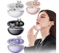 Generico Clip-on Wireless Bluetooth 6.0 Earbuds Open Arch Headphones with Detachable Butterfly Earrings, IPX5 Waterproof, 50 Hours Playtime, Jewelry Earrings, Party Gifts for Womenc (2)