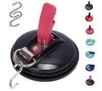 Generico Clip Suction Cup Hanger, Multifunction Heavy Duty Vacuum Wreath Cup Hook, Strong Suction, No Drilling Required, for Kitchens, Bathrooms, Toilets,and Cars (black-red)