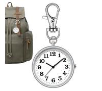 Genérico Clip Watch - Pocket Carabiner Watch | Watch Pendant | Climbing Camping Watch for Doctors Nurses Paramedics | Clip on Carabiner Fob Watch Bag Charm for Families Holidays Friends, argento