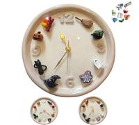Generico Clock with Seasonal Magnet Charms Christmas Theme Handmade,Creative Magnetic Wall Clocks Battery Operated,Interactive Timepiece with Replaceable Magnets for Home,Office Decor (A)