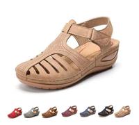 Generico Closed Toe Sandals for Women 2026 Comfortable Dressy Summer Platform Wedges Ankle Strap Orthopedic Wide Width Breathable Casual Walking Shoes (khaki,43)