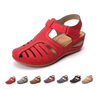 Generico Closed Toe Sandals for Women 2026 Comfortable Dressy Summer Platform Wedges Ankle Strap Orthopedic Wide Width Breathable Casual Walking Shoes (red,37)