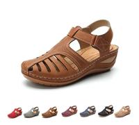 Generico Closed Toe Sandals for Women 2026 Comfortable Dressy Summer Platform Wedges Ankle Strap Orthopedic Wide Width Breathable Casual Walking Shoes (brown,39)