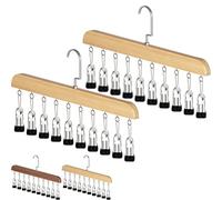Generico Closet Organizer with 10 Clips, Space Saving Hanging Closet Organizer, Heavy-Duty Adjustable Clips, Hanger with Metal Clips for Jeans, Hats, Socks, Dorm & Wardrobe Storage (Log,2PCS)