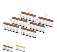 Generico Closet Organizer with 10 Clips, Space Saving Hanging Closet Organizer, Heavy-Duty Adjustable Clips, Hanger with Metal Clips for Jeans, Hats, Socks, Dorm & Wardrobe Storage (Retro,6PCS)