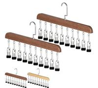 Generico Closet Organizer with 10 Clips, Space Saving Hanging Closet Organizer, Heavy-Duty Adjustable Clips, Hanger with Metal Clips for Jeans, Hats, Socks, Dorm & Wardrobe Storage (Retro,2PCS)