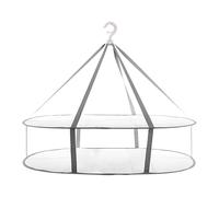Generico Clothes Drying Rack, Folding Flat Laundry Hanger, White or Gray, Mesh, Steel Ring, Space Saving Design, Hanging Dry Basket for Home, Apartment, Balcony, Garden, Backyard