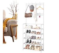 Generico Clothes Rack With Shoe Storage - Floor Standing Hanger, Household Cloth Organizer with Hooks | Multi Tier Clothing Rack with Shoe Shelf for Bedroom Dormitory Indoor Storage Stand for Home