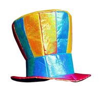 Generico Clown Hat - 9.84in Stripe Rainbow Hat | Jester Carnival Circus Costume Top Hāt For Most Adults, Gold Cloth Novelty Headwear, Mad Hāt For Fancy Dress, Halloween, Cosplay, Performance Fun.