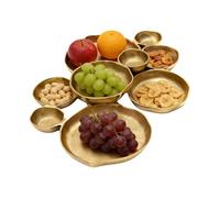 Generico Cluster Bowls - Shiny Gold Snacks Tray Elegant Versatile | 9-piece Combination Tray Stackable | Potato Chip Dip Nuts Appetizers