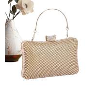 Genérico Clutch con strass | Portafoglio formale brillante - Clutch da sposa con catena e manico - per matrimoni, galas, cerimonie, appuntamenti, oro, Consulte la descripción