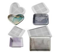 Generico Coaster Mold 4 Piece Jewelry Trinket Ring Holder Mould | 4 Piece Silicone Mould For Resin Coasters, Jewellery Trays, Ring Dishes And DIY Craft Casting Projects.