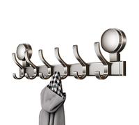 Genérico Coat Hanger Wall Mount -16.93x4.53x1.57 Inches Suction Cup Hat Hanger With 6 Hooks - MultipurposeHanger, Robe Hooks For Entryway, Bedroom, Bathroom