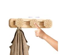 Generico Coat Rack Wall Mount - Wooden Jacket Storage Holder | Purse Hanger With 3 Movable Hooks | For Entryway Kitchen Garage Closet Apartment Home Door Basement Bathroom, 45x5.8x2.2cm