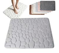 Generico Cobblestone Embossed Bathroom Bath Mat, Non-slip Mat with Pebble Pattern, Memory Foam Absorbent Coral Fleece Bathroomrug, Soft Washable Bathroom Mats (Light Gray,M(19.7 * 31.5in))