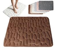 Generico Cobblestone Embossed Bathroom Bath Mat, Non-slip Mat with Pebble Pattern, Memory Foam Absorbent Coral Fleece Bathroomrug, Soft Washable Bathroom Mats (Dark Brown,S(15.7 * 23.6in))