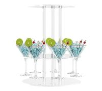 Generico Cocktail Tree Stand for Drinks - 2-Tier Acrylic Glassware Rack | 12-Slot Round Floating Champagne Display | Party Wedding Celebration Holiday Home Bar Hosting, Sturdy Tabletop Beverage Tower