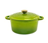 Generico Cocotte en fonte avec couvercle, Style Vintage, robuste, idéale pour la cuisson du Pain, Le braisage, Les ragoûts et Les rôtissages, Verte, 22 cm