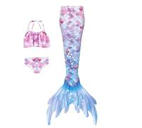 Generico Coda Colorata Bikini Adolescente Set Bikini Estivo per Bambini Ragazza con Bikini Cosplay Costume da Bagno Bikini Bambina 3 Pezzi