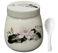 Generico Coddled Egg Cups with Lids,220ml Porcelain Ceramic Egg Cooker,Steamed Eggs Dish Dessert Cups for Breakfast with a Twistable Ceramic Lid,Vintage Ceramics Soft Boiled Eggs Cooker (Black)