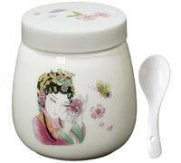 Generico Coddled Egg Cups with Lids,220ml Porcelain Ceramic Egg Cooker,Steamed Eggs Dish Dessert Cups for Breakfast with a Twistable Ceramic Lid,Vintage Ceramics Soft Boiled Eggs Cooker (Pink)