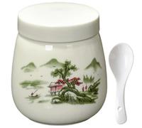 Generico Coddled Egg Cups with Lids,220ml Porcelain Ceramic Egg Cooker,Steamed Eggs Dish Dessert Cups for Breakfast with a Twistable Ceramic Lid,Vintage Ceramics Soft Boiled Eggs Cooker (Green)