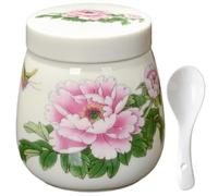 Generico Coddled Egg Cups with Lids,220ml Porcelain Ceramic Egg Cooker,Steamed Eggs Dish Dessert Cups for Breakfast with a Twistable Ceramic Lid,Vintage Ceramics Soft Boiled Eggs Cooker (Pink Green)