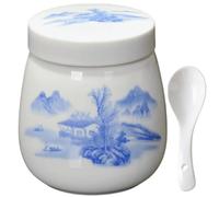 Generico Coddled Egg Cups with Lids,220ml Porcelain Ceramic Egg Cooker,Steamed Eggs Dish Dessert Cups for Breakfast with a Twistable Ceramic Lid,Vintage Ceramics Soft Boiled Eggs Cooker (Light Blue)