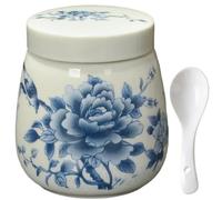 Generico Coddled Egg Cups with Lids,220ml Porcelain Ceramic Egg Cooker,Steamed Eggs Dish Dessert Cups for Breakfast with a Twistable Ceramic Lid,Vintage Ceramics Soft Boiled Eggs Cooker (Dark Blue)