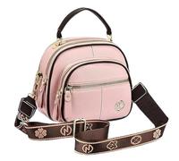 Generico Coefficienta Classic Multifunctional Compartments Adjustable Wide Shoulder Strap Leather Bag, Fashionable Crossbody Bag (Pink)