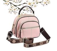 Generico Coefficienta Classic Multifunctional Compartments Adjustable Wide Shoulder Strap Leather Bag, Fashionable women's bags (Pink)