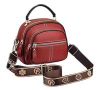 Generico Coefficienta Classic Multifunctional Compartments Adjustable Wide Shoulder Strap Leather Bag, Fashionable Crossbody Bag (Red)