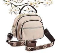 Generico Coefficienta Classic Multifunctional Compartments Adjustable Wide Shoulder Strap Leather Bag, Fashionable women's bags (Beige)